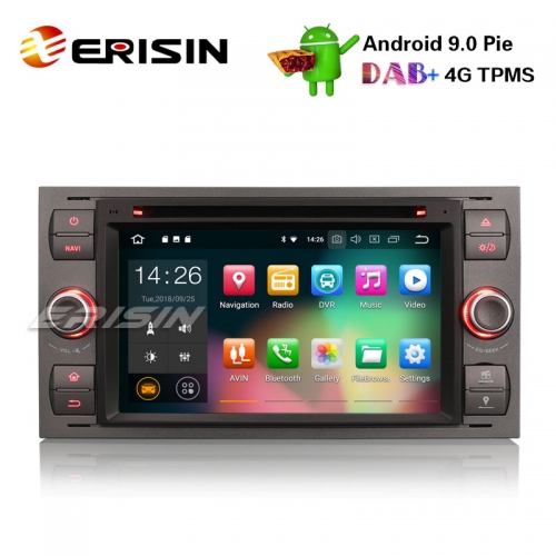 Erisin ES4866F 7" Android 9.0 Autoradio GPS DAB+ DVB-T2 DVD OBD For Ford Focus Kuga Transit Galaxy