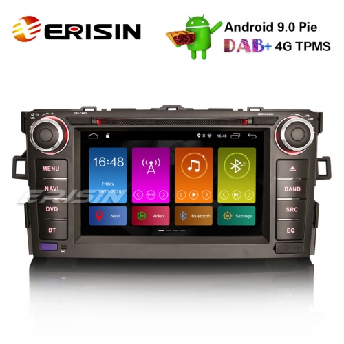 Erisin ES2917A 7" Android 9.0 Autoradio DAB+GPS Wifi SWC TPMS DVB-T2 TOYOTA AURIS 2007-12 Navi CD