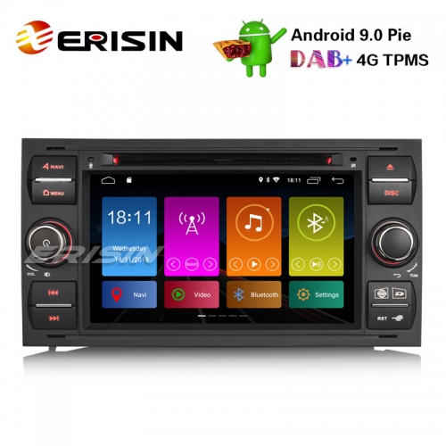 Erisin ES2931FB 7" DAB+ Android 9.0 Car Stereo GPS Sat Nav 4G Ford Focus Transit S/C-Max Kuga Galaxy