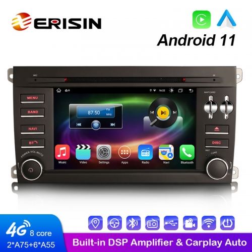 Erisin ES8614P 7&quot; Octa-Core Android 11.0 Lettore DVD per auto GPS Wireless CarPlay e Auto 4G WiFi DSP Stereo per Porsche Cayenne