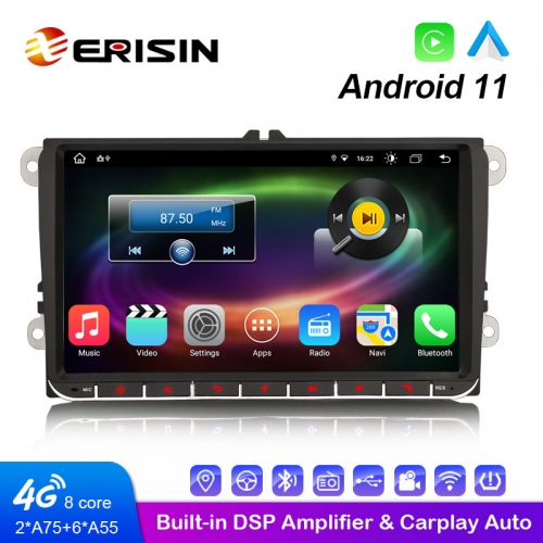 Erisin ES8691V 9 pollici Android 11.0 Car Multimedia Player Built-in 4G WiFi CarPlay e Auto Radio Sistema GPS Per VW Caddy Jetta Amarok EOS Tiguan Bee