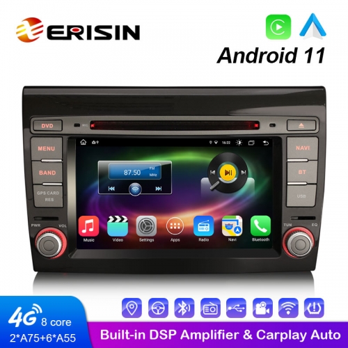 Erisin ES8671F Octa-Core Android 11.0 Auto Lettore DVD GPS Per FIAT BRAVO Wireless CarPlay e Auto 4G WiFi DSP Stereo DTV TPMS