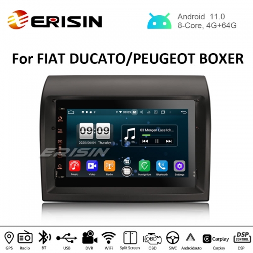 Erisin ES8774D 7" 64G Android 11.0 Car Stereo CarPlay Auto DSP GPS TPMS DVR 4G BT for FIAT DUCATO CITROEN JUMPER