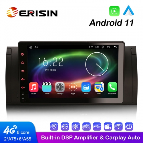 Erisin ES8693B 9" Android 11.0 Auto Radio Car Multimedia Player Built-in 4G WiFi CarPlay e Sistema GPS Auto Per BMW E39 X5 E53 M5