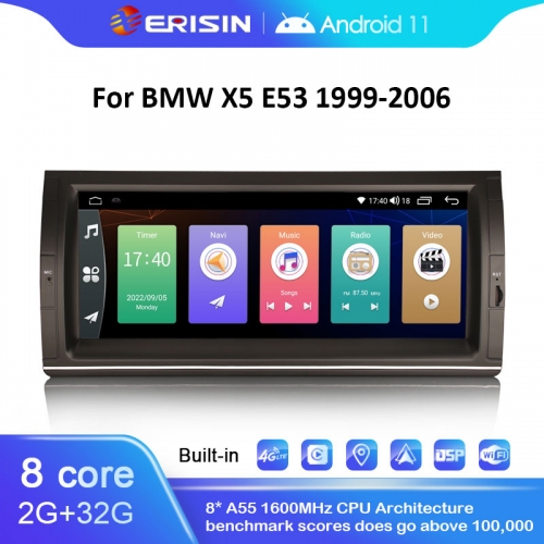 ES4153B 10.25" Octa-Core Android 11.0 Car Multimedia For BMW X5 E53 Wireless CarPlay & Auto Radio GPS DVR DSP